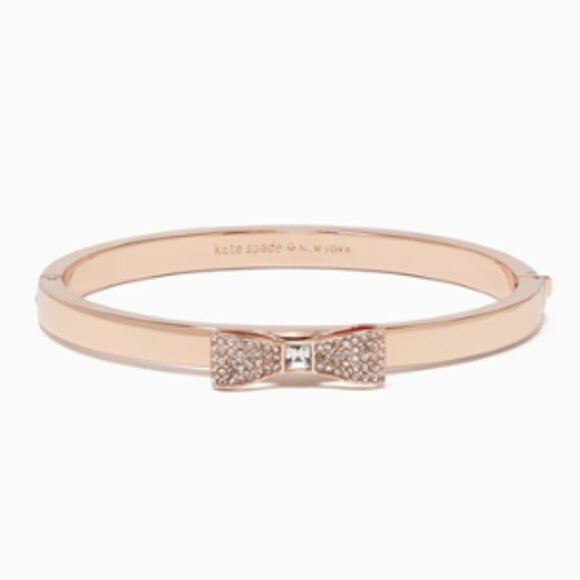 KATE SPADE Ready Set Bow Pave Bow Bangle Bracelet Rose Gold New 100% AUTHENTIC - Picture 1 of 3